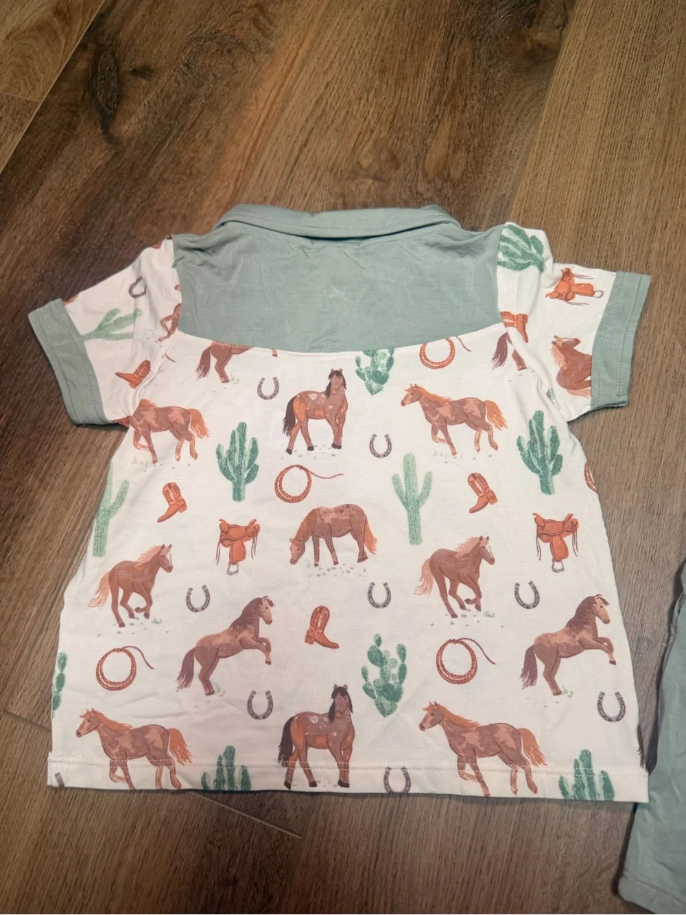 Angel Dear Western Horses Cowboy Polo Short Set 2T NWT Bamboo Toddler Boy Preppy